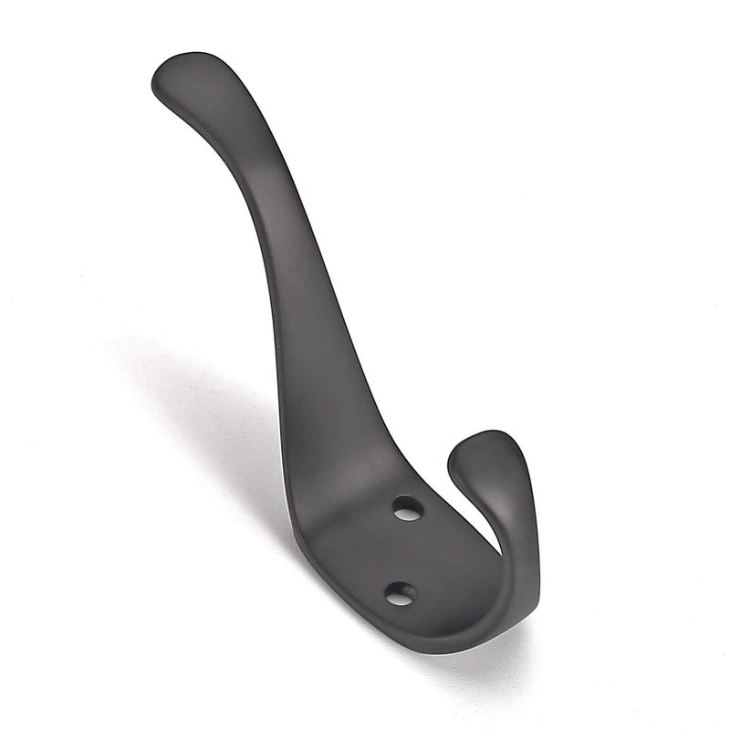 Ambipolar 10-Pack Elegant Coat Hooks Wall Mounted, Decorative Heavy Duty Double Matt Black Wall Hooks for Hanging, Coat Hooks, Purse Rack, Hat Hooks with Screws - Image 1